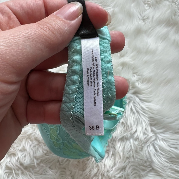 Adore Me Womens Push Up Bra Blue Underwire Padded Lace Bow Normal Strap 36B - Picture 5 of 5